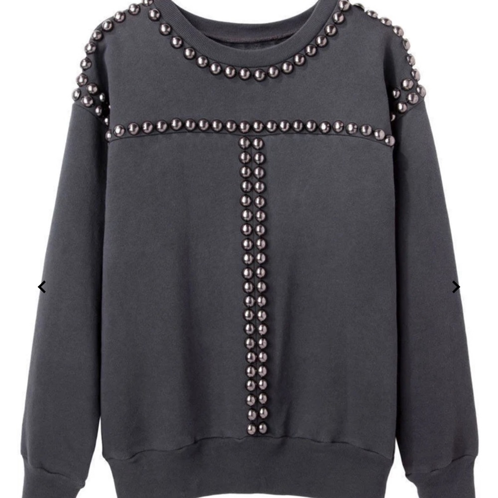 Isabel Marant Dark Gray Stud-Trim Sweatshirt - size 40